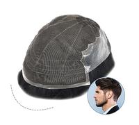 Peluca Que Cubre la Calvicie Para Hombres Tupé for hombres Soft Swiss Lace & PU Base perimetral 8x10 "Prótesis capilar for hombres Cabello humano indio Postizos Peluca Sistema de cabello negro natural