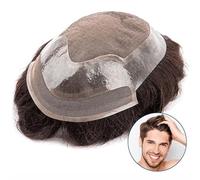 Peluca que cubre la calvicie para hombres Tupé for hombres Unidad for hombres Pelucas cortas Peluca delantera de encaje duradera con mono parte superior y PU alrededor de sistemas de reemplazo de cabe
