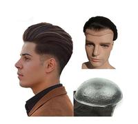 Peluca Que Cubre la Calvicie Para Hombres Unidades de prótesis de cabello humano masculino 0.04 mm Postizos de piel delgada 8x10 "Base de PU Sistema de reemplazo de cabello de tupé for hombres 110% De