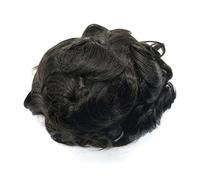 Peluca que cubre la calvicie Tupé de cabello for hombres Fino Mono Claro Poliéster Alrededor de hombres Tupé Cabello humano Todo atado a mano Luz 6 pulgadas 120% Densidad Cabello negro Hombres Tupé Pe