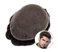 Peluca que cubre la calvicie Tupé de encaje completo for hombres Base de encaje francés Sistemas de cabello humano Prótesis capilar masculina transpirable Postizos de onda natural de densidad media fo