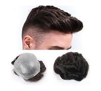 Peluca que cubre la calvicie Tupé for hombres 100% cabello humano europeo 0.03-0.04 mm Postizo de piel ultra delgada for hombres Línea de cabello natural Base de PU completa Sistema de reemplazo de ca