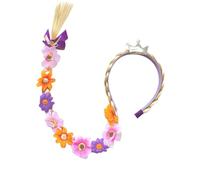 Peluca Rapunzel para niños 27 pelucas largas trenzadas diademas pelo Rapunzel con adorno de flores de tiara peluca e