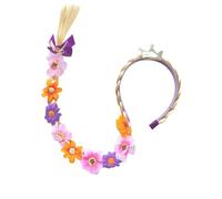 Peluca Rapunzel para niños, peluca Rapunzel para niños, 27 pelucas largas trenzadas, diademas, pelo con adorno de flores de tiara, enredados para niñas accesorios de vestir princesa, estilo 1