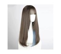 Peluca Rastas Pelucas Peluca Larga Recta Con Flequillo Gris Ombre Peluca Larga Ombre Pelucas Sintéticas Naturales Suaves De Pelo Liso Fiesta Pelucas y accesorios