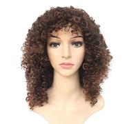Peluca Rastas Pelucas rizadas con flequillo, peluca mezclada de color marrón y Rubio, pelucas rizadas hasta los hombros para mujeres negras, fibra sintética rizada Pelucas y accesorios