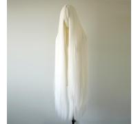 Peluca recta larga universal de 1,3 m/51,2 pulgadas, peluca blanca con flequillo for uso diario de Lolita, fiesta de Halloween de cosplay