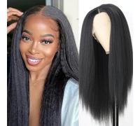 Peluca recta Yaki de 40,6 a 30.0 in, peluca con frente de encaje recto, pelo sintético resistente al calor, pelucas de encaje completo sin pegamento para mujeres negras, frente de encaje de 13x2,5 p