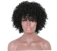 Peluca rizada corta brasileña, peluca de pelo Remi sin pegamento sin frente de encaje para mujeres negras, hecha a máquina