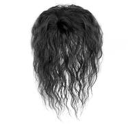 Peluca rizada de 18 cm para mujer postizo de cabello humano corto ondulado con clip y flequillo para uso diario color negro