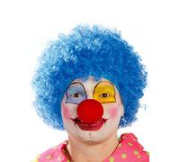 Peluca rizada de payaso azul