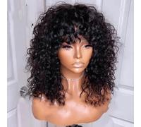 Peluca Rizada Del Cabello Humano Hecha A Máquina Peluca Del Cuero Cabelludo Con Flequillo Flequillo Delgado Del Hombro De La Densidad Del 200%