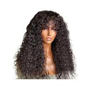 Peluca Rizada Densidad Flequillo, Cabello Humano Rizado 14 A 40 Pulgadas Largo, Hecha Máquina Mujeres Negras Frontal Sin Encaje Y Pegamento Adorno de pelo para mujer(32inches)