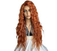 Peluca rizada para mujer, pelucas de fibra sintética de 28 pulgadas de largo, hipoalergénicas para el uso diario Agrega volumen al cabello (naranja)