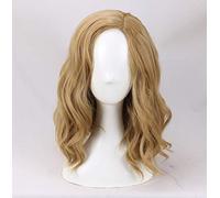 Peluca rizada rubia clara de 15.7 pulgadas para mujer, longitud media, para cosplay