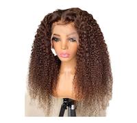Peluca rizada sin pegamento Wear and Go, peluca rizada afro sintética frontal de encaje marrón 13 * 4 HD(18inch)