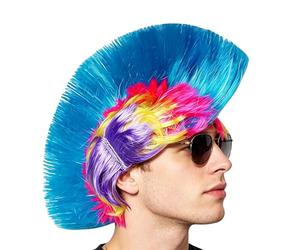 Peluca Rock Mohawk - Peluca colorida para disfraz punk, postizo de mascarada con púas | Pelucas Mohawk sintética para de cosplay, festivales, conciertos, eventos temáticos, adultos