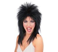 Peluca rockera con pinchos de Rubie's, negra, talla nica