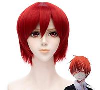 Peluca roja corta recta BangsTail Anti Warping Peluca 30 Cm Asesinato Aula Akabane Karma Cosplay Peluca(INWEG)