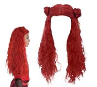 Peluca Roja De Halloween Para Niñas | Pelucas Descendientes 4 Rojas Para Mujer | Peluca Rizada Roja De Cosplay De Halloween | Accesorios De Juego De Rol De Peluca Para Niños Para La Fiesta