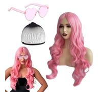 Peluca rosa para mujer,Pelucas Mujer - Peluca Rosa Karol G Suave y Natural con Accesorios - Transforma tu Aspecto con Nuestras Pelucas de Calidad,pelucas de anime para cosplay, fiestas, uso diario