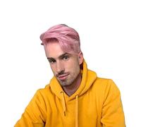 Peluca Rosa Para Mujeres, Peluca Rosa Para Hombres Con Capucha Falsa Peluca Rosa De Pelo Corto Y Recto Para Hombres, Peluca Masculina Resistente A Altas Temperaturas, Peluca De Seda De Alta