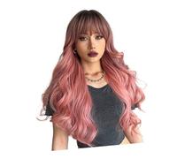 Peluca Rosa, Peluca Larga y Rizada de Color Rosa, Peluca con Seda de Alta Temperatura para Mujer (PINK #-2)