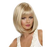 Peluca rubia Bob-Corta para mujer, Pelucas llenas rectas sintéticas del pelo natural, Disfraz de fiesta de uso diario Cosplay Peluca rubia oscura (oro)
