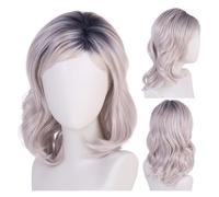 Peluca rubia ceniza de raíces oscuras pelo sintético Natural for mujer, pelucas onduladas largas 16 pulgadas, resistente al calor, uso diario for mamá, fiesta disfraces, 1 ud