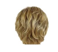 Peluca rubia con flequillo, cortes de pelo cortos sintéticos, pelucas for mamás for mujer, Ondulado Natural rizado en capas, Color rubio mezclado informal, 1 ud