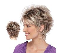 Peluca rubia corta esponjes esponjes en capas de una talla ajustable pelucas de cabello corto pelucas mate sintéticas para mujeres cenizas de oro ...