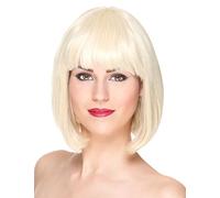 Peluca Rubia Corta Flequillo Deluxe Mujer