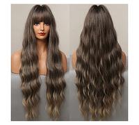 Peluca Rubia Corta Marrón Oscuro Larga Onda De Agua Pelucas De Pelo Sintético Para Mujeres Negras Cosplay Fiesta Pelucas Con Flequillo Fibra De Alta Temperatura Gris Pelucas Para Mujeres (A)