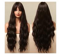 Peluca Rubia Corta Marrón Oscuro Larga Onda De Agua Pelucas De Pelo Sintético Para Mujeres Negras Pelucas De Fiesta De Cosplay Con Flequillo Pelucas Grises De Fibra De Alta Temperatura Para Mujeres (