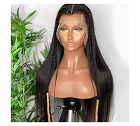 Peluca Rubia Corta Negra Larga Línea De Pelo Natural Sedosa Recta Sin Pegamento Peluca Frontal De Encaje Para Mujeres Con Pelo De Bebé Peluca Diaria Pelucas Grises Para Mujeres (Negro 26 Pulgadas)