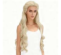 Peluca Rubia Dorada - 60cm Pelucas Chica Dorada, Pelucas Rubia Encaje Frontales | Peluca Cosplay Cabello | Onda Cuerpo Marrón Claro Con Flequillo | Para Disfraz Cosplay Evento Sesión Fotos Actuación E