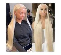 Peluca rubia Frontal de encaje con división en T, cabello humano prearrancado, pelucas de parte media rectas sedosas de 10-34 pulgadas, 13x1x4, densidad 150 Extensiones de cabello(14inches)