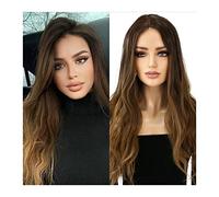 Peluca Rubia Peluca Corta De Fibra De Alta Temperatura 22 Pulgadas De Largo Marrón Ombre Pelucas De Encaje Sintético Para Mujeres Cabello Natural Ondulado Pelucas De Cosplay Peluca Suave Resistente A