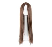 Peluca Rubia, Peluca Corta Marrón, Pelo Sintético Largo Y Liso, Salón Femenino, Línea De Parte Media, Postizo De Fiesta, Pelucas Grises Para Mujeres (Marrón 26 Pulgadas)