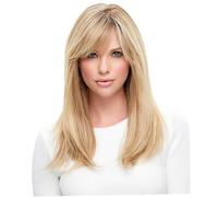 Peluca rubia, peluca recta natural para mujer, 25, 6 pulgadas de largo, resaltado de moda rubia con flequillo, pelucas de seda suave de alta temperatura para mujeres y niñas..