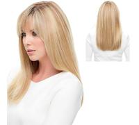 Peluca rubia, peluca recta natural para mujer, 25, 6 pulgadas de largo, resaltado de moda rubia con flequillo, pelucas de seda suave de alta temperatura para mujeres y niñas, uso en cocina