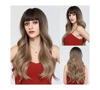 Peluca Rubia Pelucas Sintéticas Cortas Peluca De Cosplay Marrón De 24 Pulgadas 150% De Densidad Onda De Agua Larga Natural Con Flequillo Peluca De Fibra Suave De Alta Temperatura Para Mujeres Pelucas