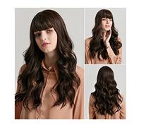 Peluca Rubia Pelucas Sintéticas Cortas Peluca De Cosplay Marrón De 24 Pulgadas 150% De Densidad Onda De Agua Larga Natural Con Flequillo Peluca De Fibra Suave De Alta Temperatura Para Mujeres Pelucas