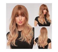 Peluca Rubia Pelucas Sintéticas Cortas Peluca De Cosplay Marrón De 24 Pulgadas 150% De Densidad Onda De Agua Larga Natural Con Flequillo Peluca De Fibra Suave De Alta Temperatura Para Mujeres Pelucas