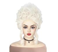 Peluca rubia platino de 30 cm, cabello corto rizado estilo reina, for cosplay, Halloween y otras ocasiones. Suave y Natural