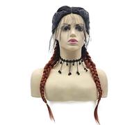 Peluca rubia trenzada con doble encaje completo, pelucas afro largas degradadas marrón cobre para mujeres negras, sin pegamento, realista, trenzas francesas, peluca sintética resistente al calor, para