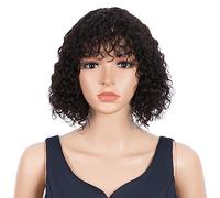 Peluca Rubio Jerry Curly Short Bob Pelucas de cabello humano con flequillo Color Brasileño Deep Curly Peluca sin encaje para mujeres