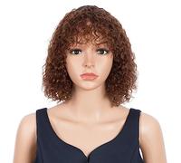 Peluca Rubio Jerry Curly Short Bob Pelucas de cabello humano con flequillo Color Brasileño Deep Curly Peluca sin encaje para mujeres