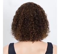 Peluca Rubio Jerry Curly Short Bob Pelucas de cabello humano con flequillo Color Brasileño Deep Curly Peluca sin encaje para mujeres