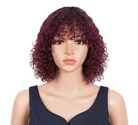 Peluca Rubio Jerry Curly Short Bob Pelucas de cabello humano con flequillo Color Brasileño Deep Curly Peluca sin encaje para mujeres